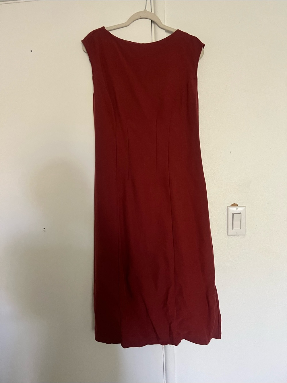 H&M DARK RED DEFINED-WAIST SLEEVELESS DRESS